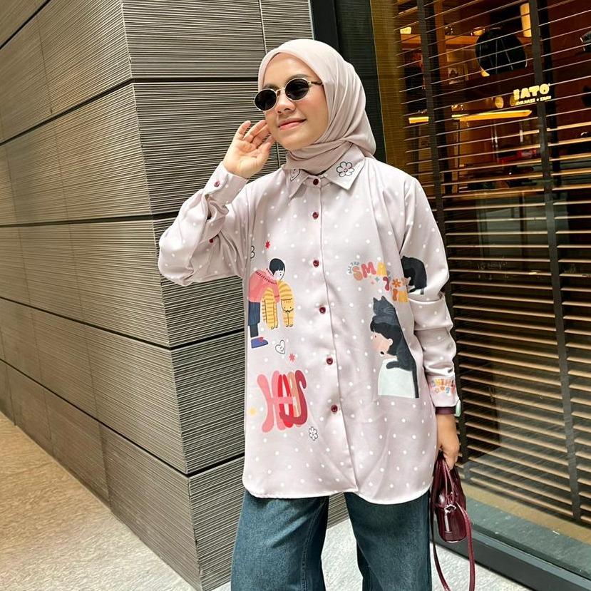 KEMEJA FULL PRINT POLKA STUDIO SILK JOELI BY AMEELA.KL