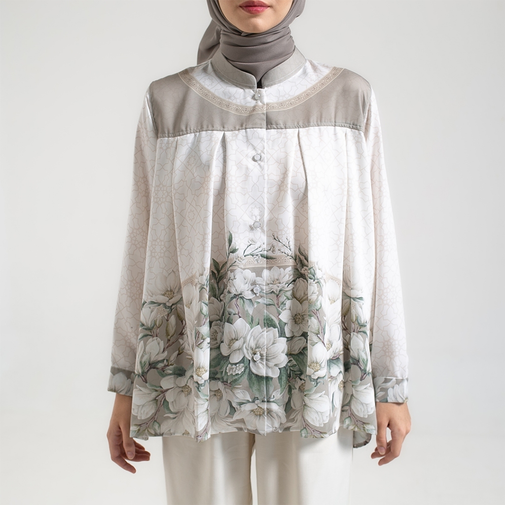 Ameela.KL Kemeja Blouse Aninis Atasan Kemeja Wanita Motif Full Print