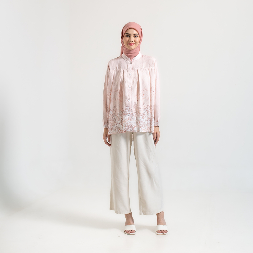 Kemeja Blouse Amaryl Atasan Kemeja Wanita Motif Full Print by Ameela.KL