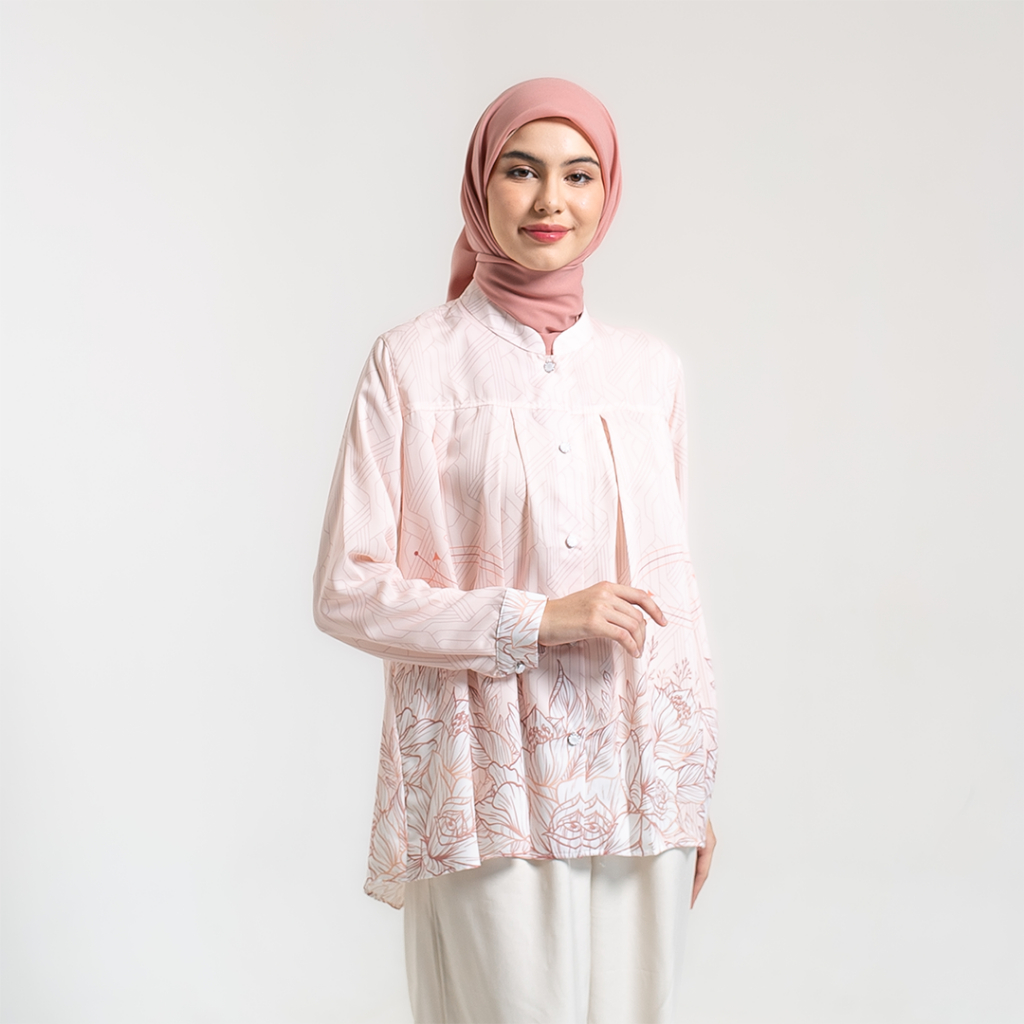 Kemeja Blouse Amaryl Atasan Kemeja Wanita Motif Full Print by Ameela.KL