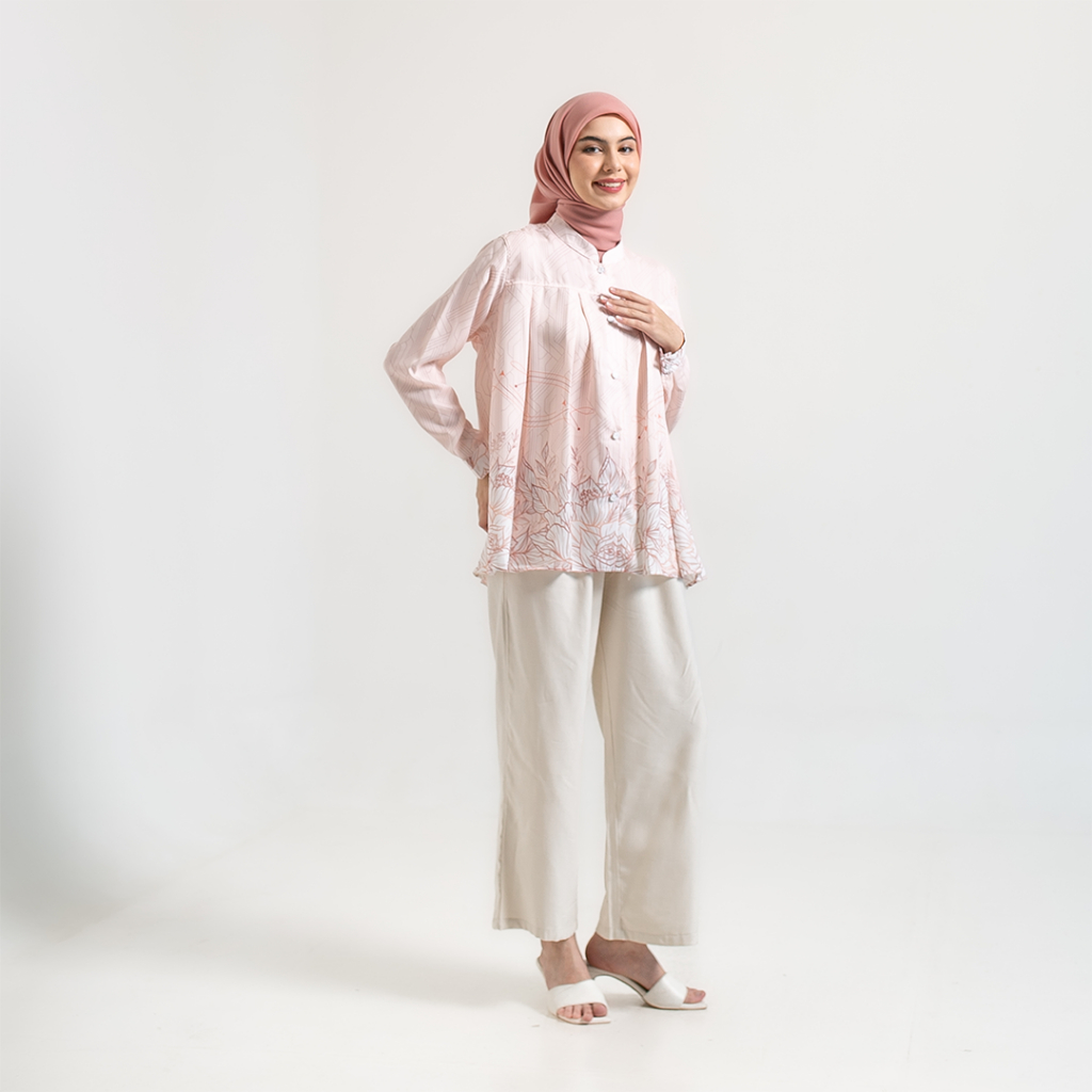 Kemeja Blouse Amaryl Atasan Kemeja Wanita Motif Full Print by Ameela.KL