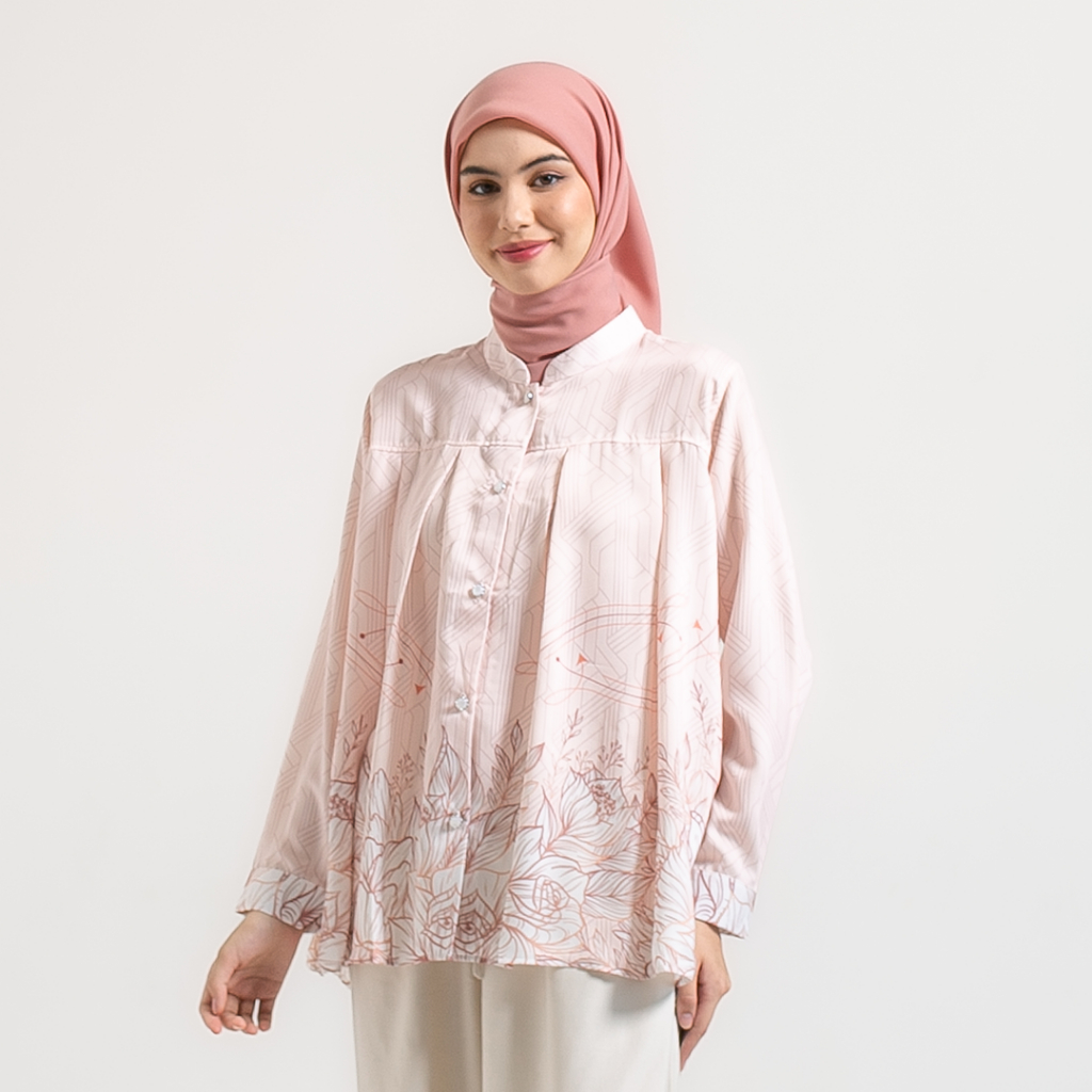 Kemeja Blouse Amaryl Atasan Kemeja Wanita Motif Full Print by Ameela.KL
