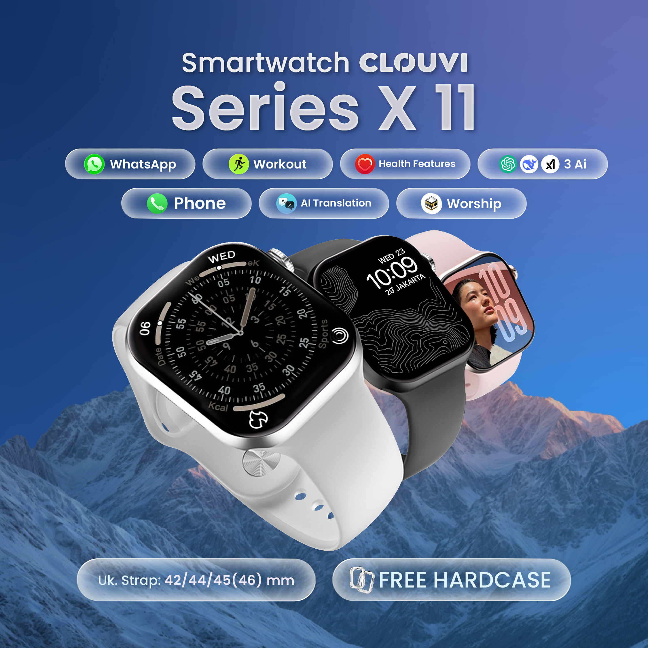 [BOGO] Clouvi X11 Smartwatch AI Balas Chat WhatsApp 2026 | Bisa Telepon & Musik | Android iOS