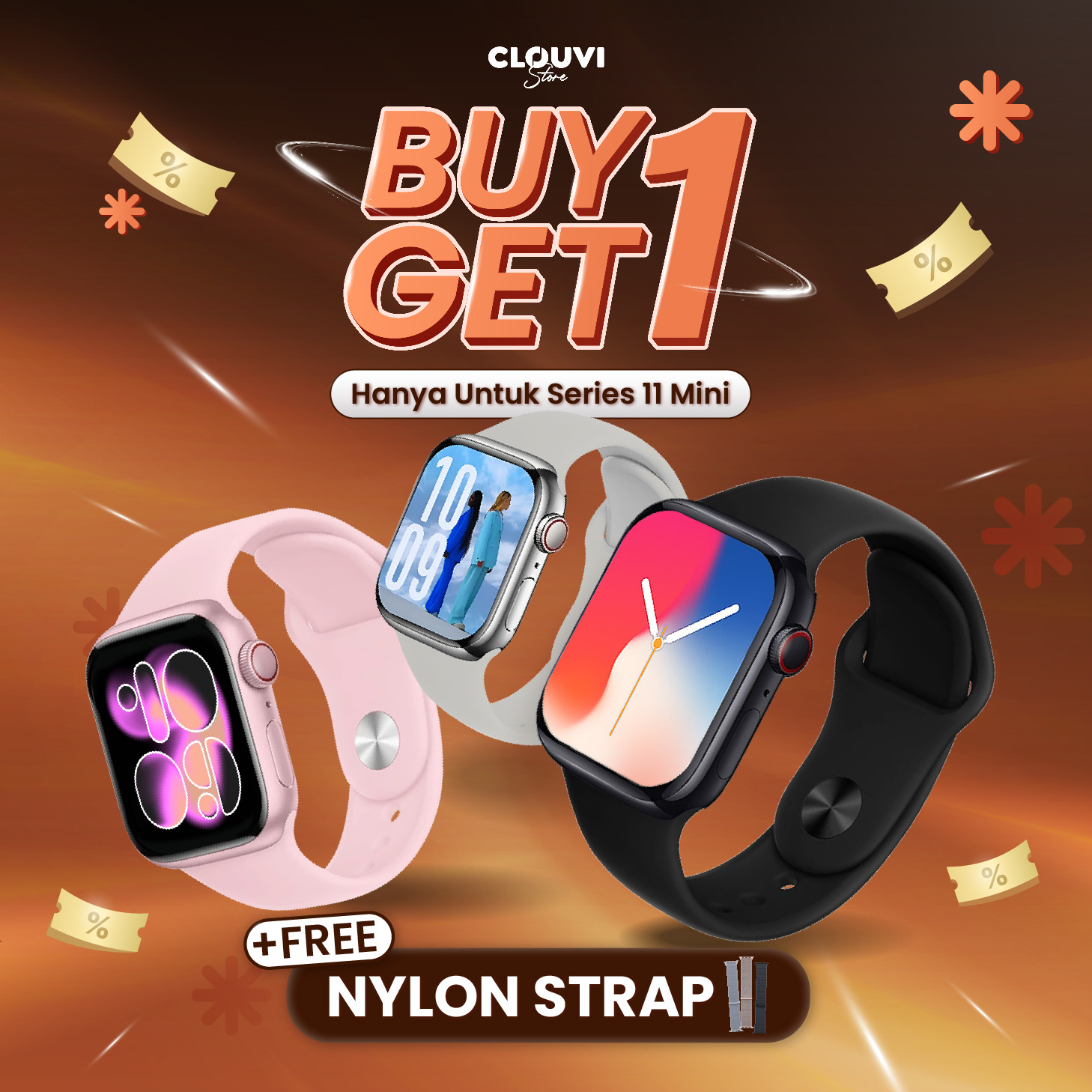 [BUY1GET1] Smartwatch Clouvi 11 Mini Cocok untuk Tangan Kecil (UPGRADE DARI 10MINI)