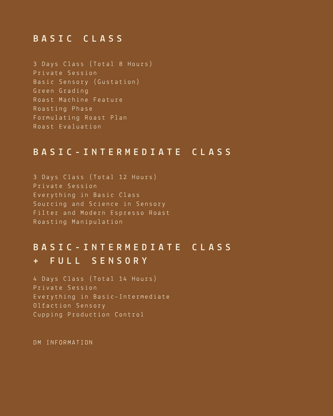 Private Roasting Class Offline