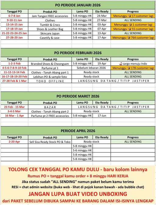 Image of ETA BARANG PO