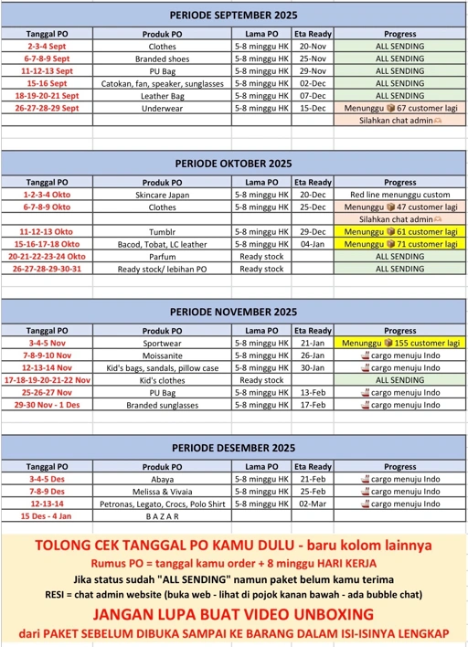 Image of ETA BARANG PO