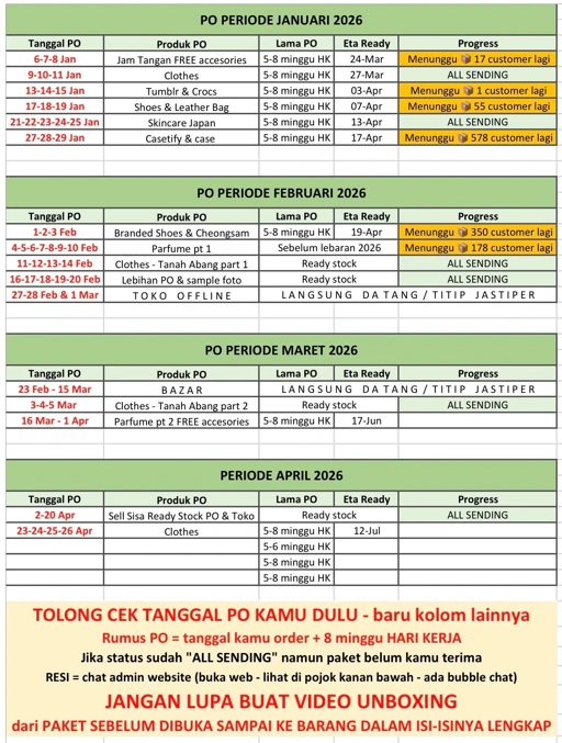 Image of ETA BARANG PO