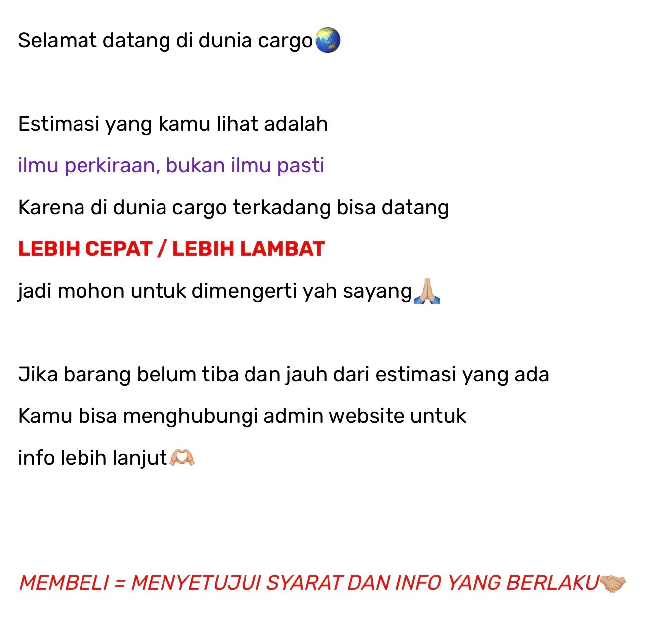 ESTIMASI BARANG PO