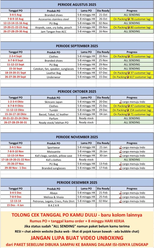 Image of ETA BARANG PO