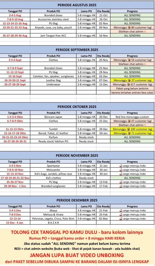 Image of ETA BARANG PO