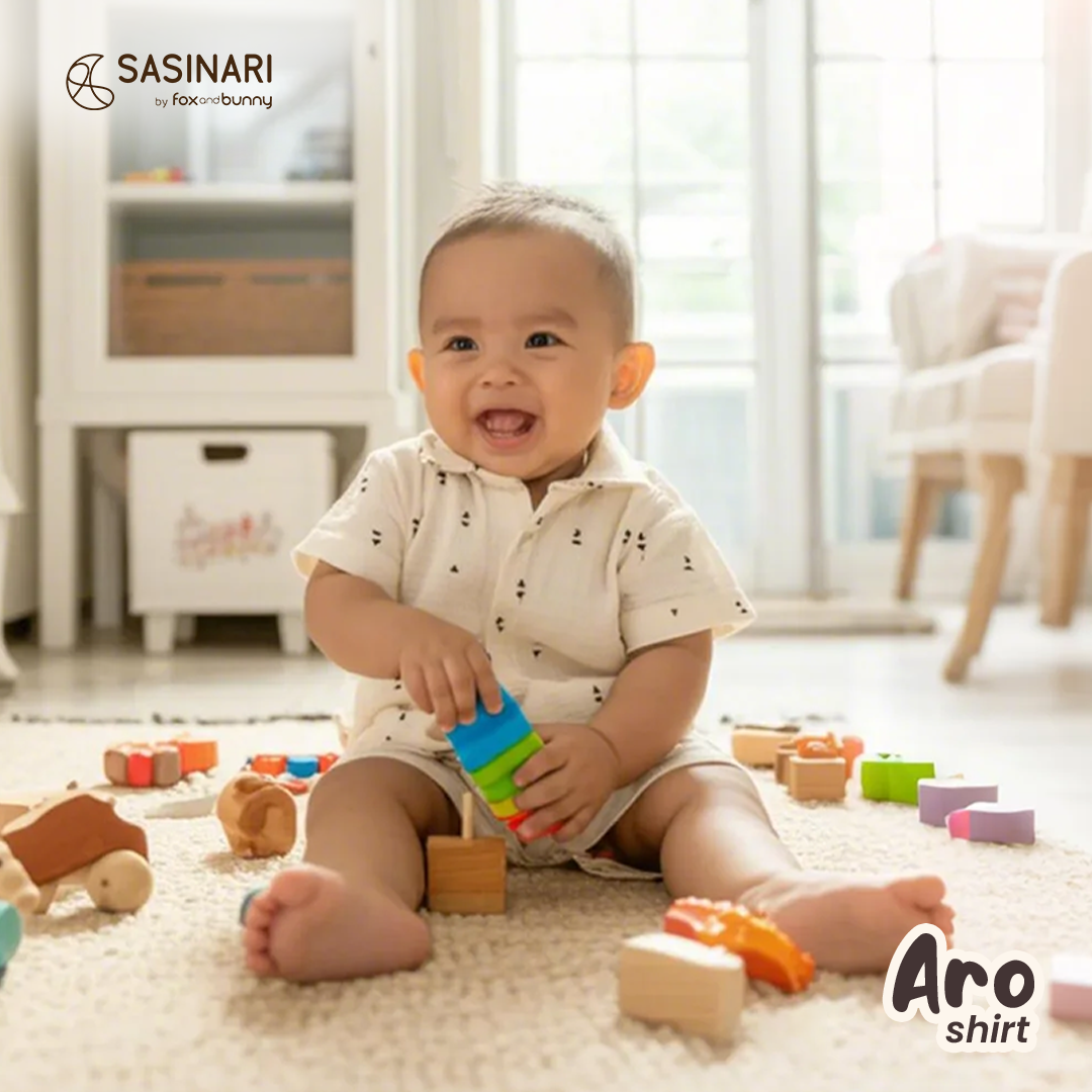 Foxandbunny x Sasinari - ARO SHIRT SASINARI | Kemeja Anak Laki-laki | Kemeja Anak Katun | Kemeja Anak Motif