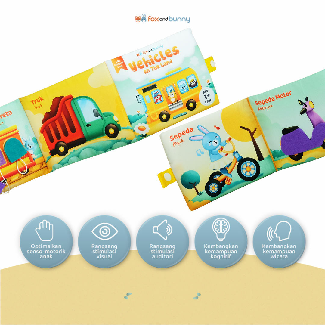 Foxandbunny - Baby Book Vehicles On The Land Series | Buku Bayi Edukasi Transportasi