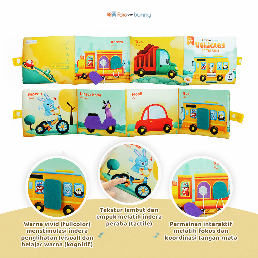 Foxandbunny - Bundling Baby Book Insects + Vehicles | Soft Book Buku Kain Bayi 0+ Bulan Edukasi Anak