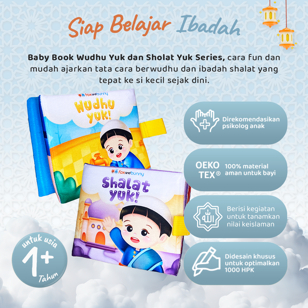 Foxandbunny - Baby Book Islami Fiqih Series Usia 1+ Tahun | Buku Edukasi Islami Bayi Anak | Wudhu Yuk Series Shalat Yuk Series