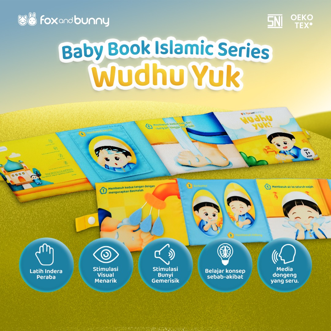 Foxandbunny - Wudhu Yuk Fiqih Series Baby Book Islami Usia 1+ Tahun | Buku Edukasi Bayi Anak Islami Premium