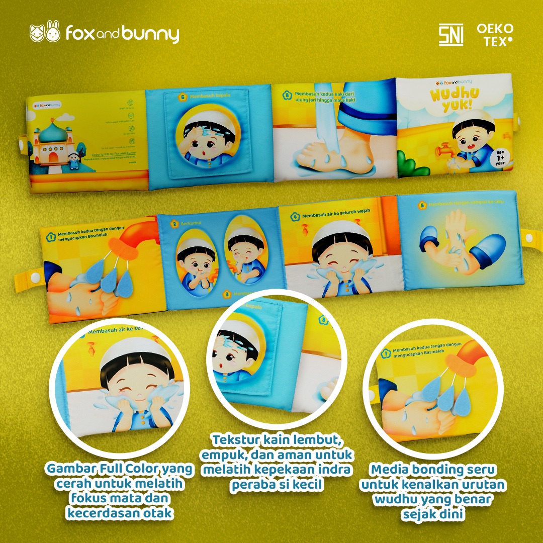 Foxandbunny - Wudhu Yuk Fiqih Series Baby Book Islami Usia 1+ Tahun | Buku Edukasi Bayi Anak Islami Premium