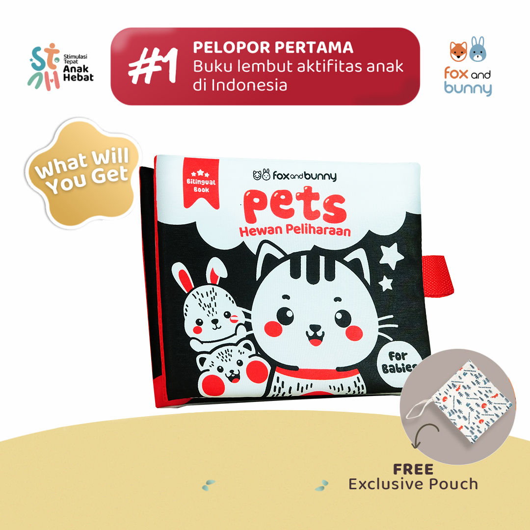 Foxandbunny - Bundling Contrast Baby Book Things Around + Pets | Soft Book Buku Kain Bayi 0+ Bulan Edukasi
