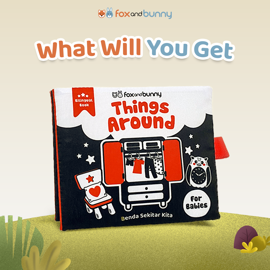 Foxandbunny - Bundling Contrast Baby Book Things Around + Pets | Soft Book Buku Kain Bayi 0+ Bulan Edukasi