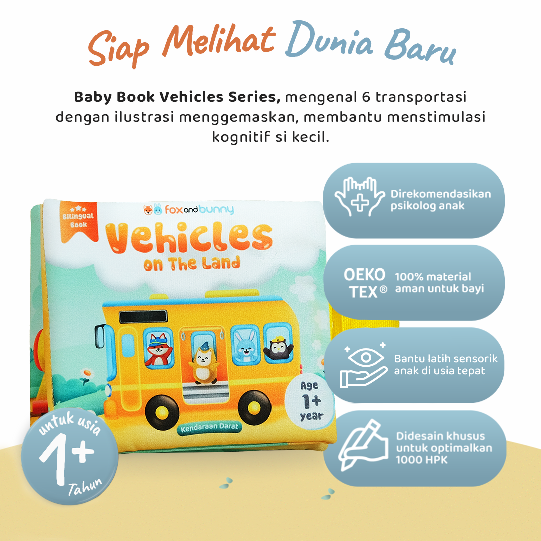 Foxandbunny - Baby Book Vehicles On The Land Series | Buku Bayi Edukasi Transportasi