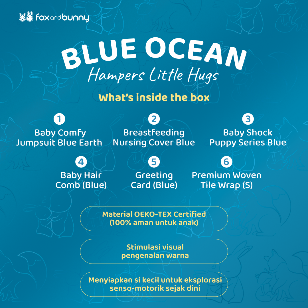 Foxandbunny - Kado Lahiran Baby Boy Hampers New Born dan Maternity Series Little Hug Blue Ocean