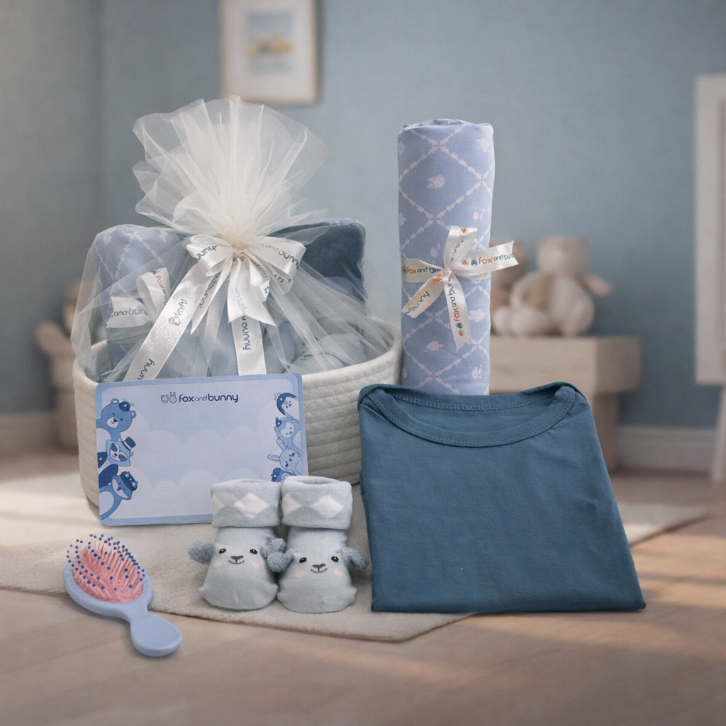 Foxandbunny - Kado Lahiran Baby Boy Hampers New Born dan Maternity Series Little Hug Blue Ocean