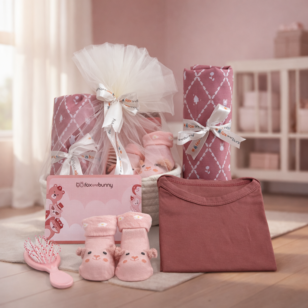 Foxandbunny - Kado Lahiran Baby Girl Hampers New Born dan Maternity Series Little Hug Blushy Pink