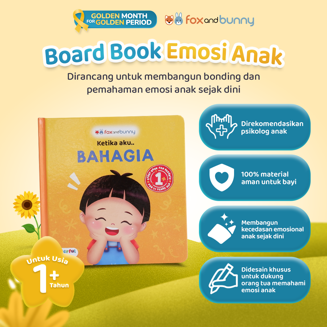 Foxandbunny - Board Book Onederful Series Ketika Aku BAHAGIA Usia 1+ Tahun | Boardbook Buku Anak Bayi Stimulasi Kecerdasan Emosi Anak