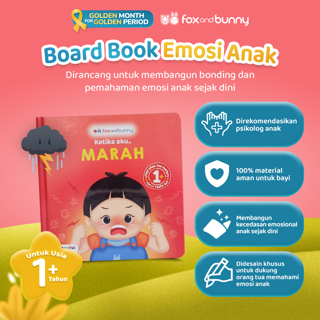 Foxandbunny - Board Book Onederful Series Ketika Aku MARAH Usia 1+ Tahun | Boardbook Anak Bayi Buku Stimulasi Kecerdasan Emosi Anak