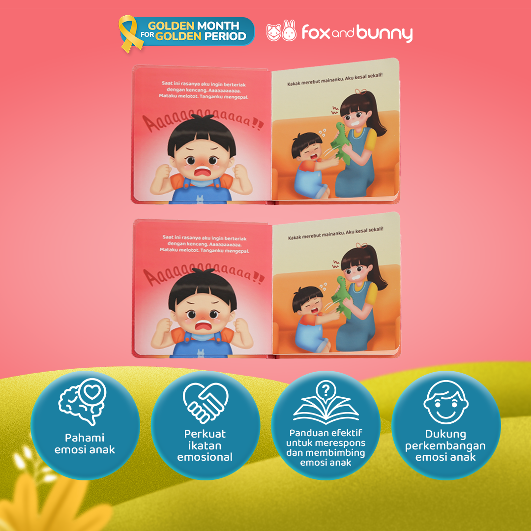 Foxandbunny - Board Book Onederful Series Ketika Aku MARAH Usia 1+ Tahun | Boardbook Anak Bayi Buku Stimulasi Kecerdasan Emosi Anak
