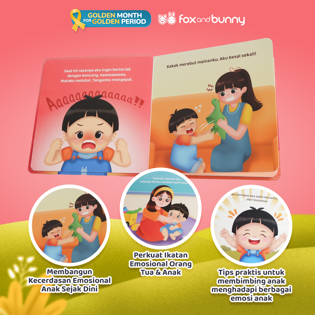 Foxandbunny - Board Book Onederful Series Ketika Aku MARAH Usia 1+ Tahun | Boardbook Anak Bayi Buku Stimulasi Kecerdasan Emosi Anak
