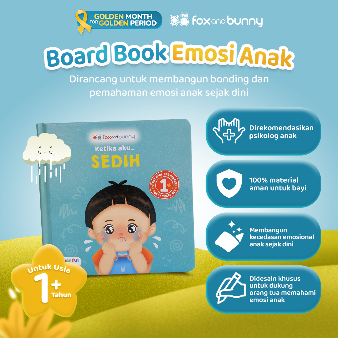 Foxandbunny - Board Book Onederful Series Ketika Aku SEDIH Usia 1+ Tahun | Boardbook Bayi Buku Anak Stimulasi Kecerdasan Emosi Anak  