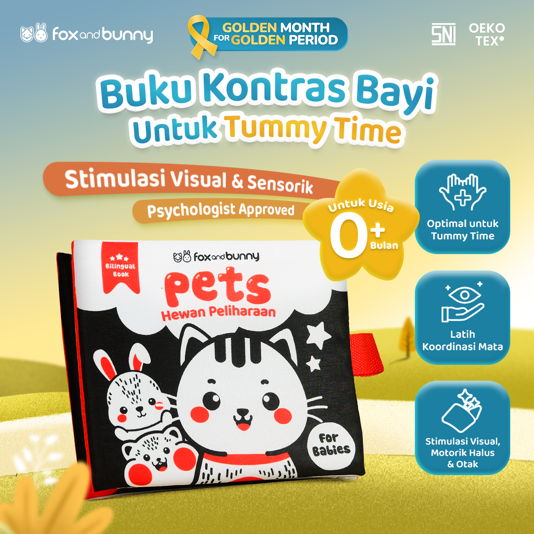 Foxandbunny - Contrast Baby Book Pets Series | Buku Bayi Edukasi Hewan Peliharaan