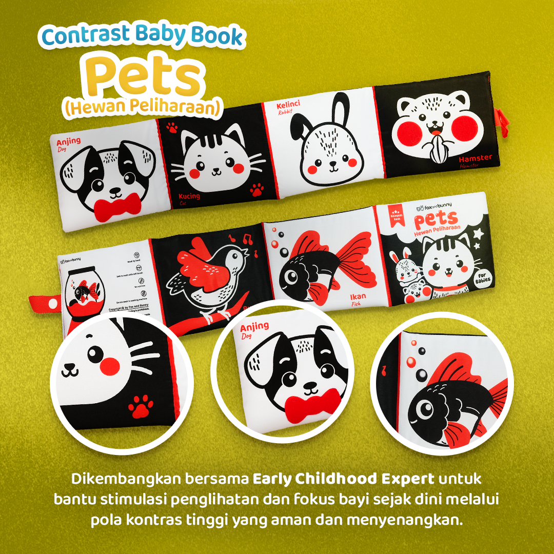 Foxandbunny - Contrast Baby Book Pets Series | Buku Bayi Edukasi Hewan Peliharaan