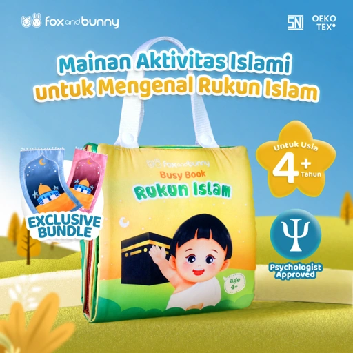 Image of Foxandbunny - Buku Anak Mainan Aktivitas Edukasi Interaktif Islami Usia 4+ Tahun Busy Book Series Rukun Islam Bundling Sajadah