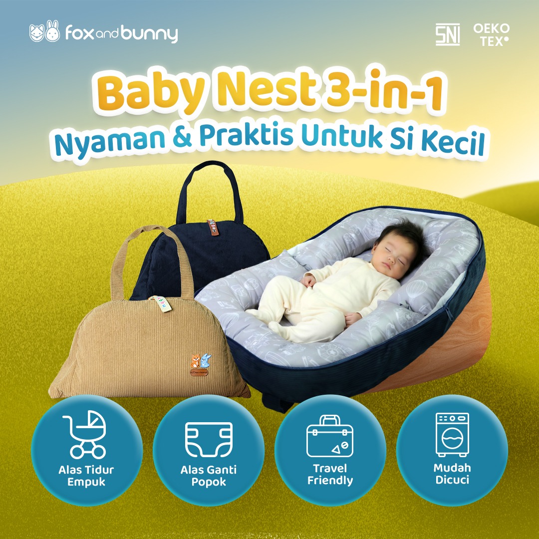 Foxandbunny - Baby Nest Newborn 3 in 1 Baby Nest Kasur Bayi Alas Tidur Bayi Nyaman Empuk dan Lembut Premium