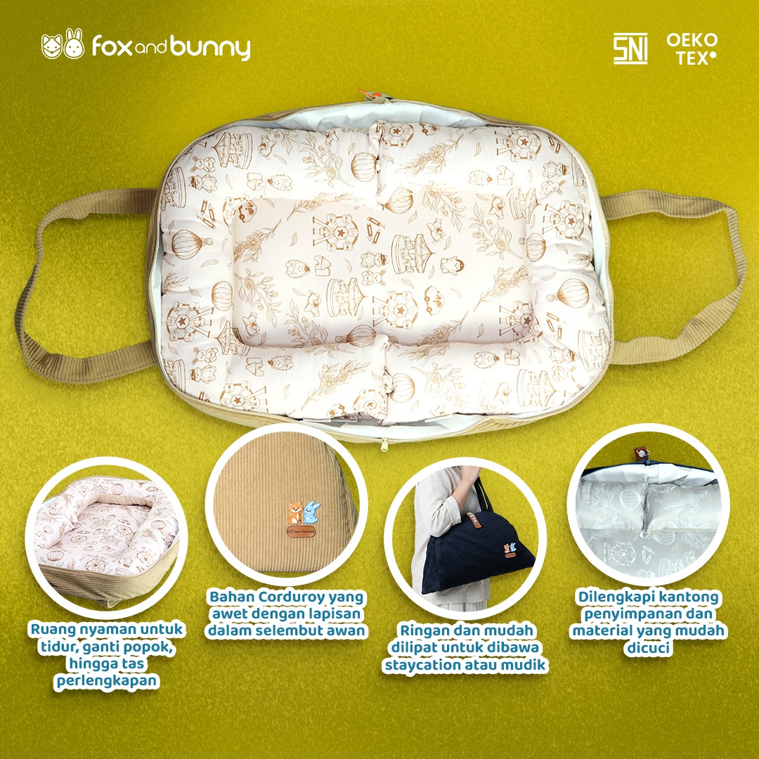 Foxandbunny - Baby Nest Newborn 3 in 1 Baby Nest Kasur Bayi Alas Tidur Bayi Nyaman Empuk dan Lembut Premium