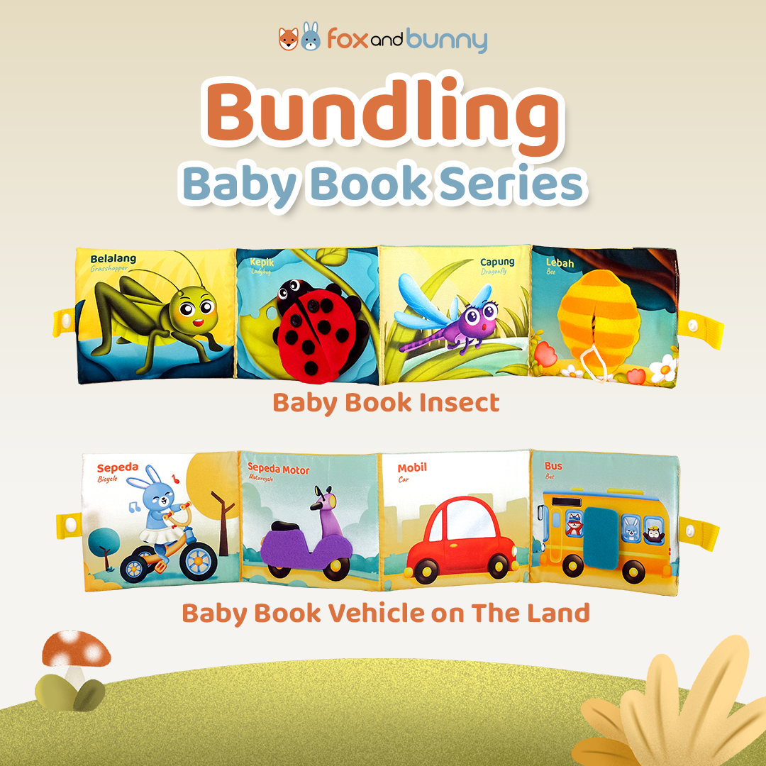 Foxandbunny - Bundling Baby Book Insects + Vehicles | Soft Book Buku Kain Bayi 0+ Bulan Edukasi Anak
