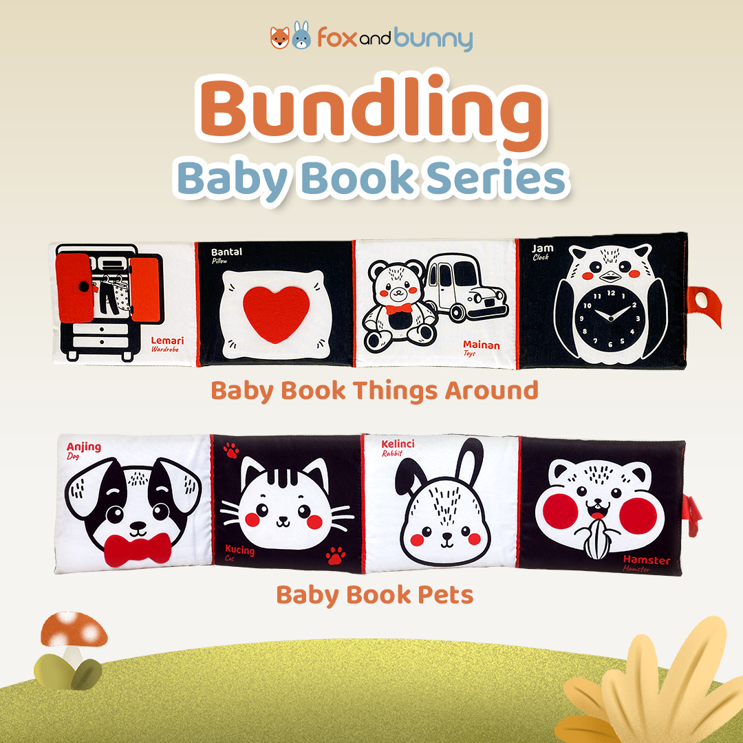 Foxandbunny - Bundling Contrast Baby Book Things Around + Pets | Soft Book Buku Kain Bayi 0+ Bulan Edukasi
