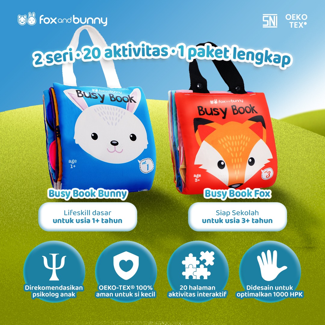 Foxandbunny - Buku Anak Mainan Aktivitas Edukasi Interaktif Siap Sekolah Bundling Busy Book Series Bunny & Fox