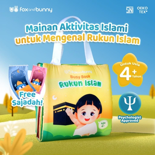 Image of Foxandbunny - Buku Anak Mainan Aktivitas Edukasi Interaktif Islami Usia 4+ Tahun Busy Book Series Rukun Islam [Free Sajadah]