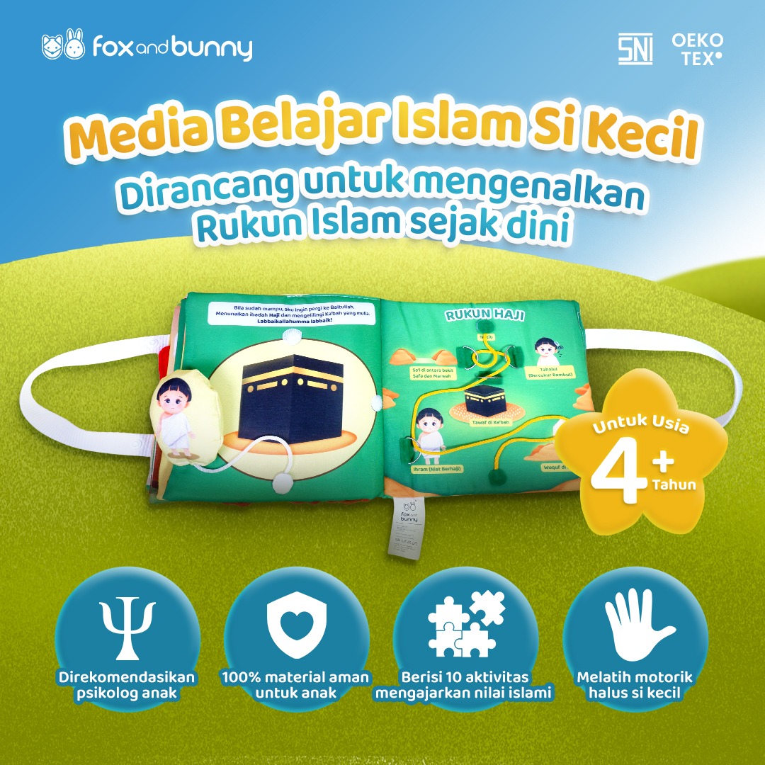 Foxandbunny - Buku Anak Mainan Aktivitas Edukasi Interaktif Islami Usia 4+ Tahun Busy Book Series Rukun Islam Bundling Sajadah