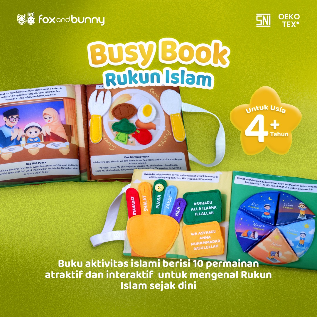 Foxandbunny - Buku Anak Mainan Aktivitas Edukasi Interaktif Islami Usia 4+ Tahun Busy Book Series Rukun Islam Bundling Sajadah