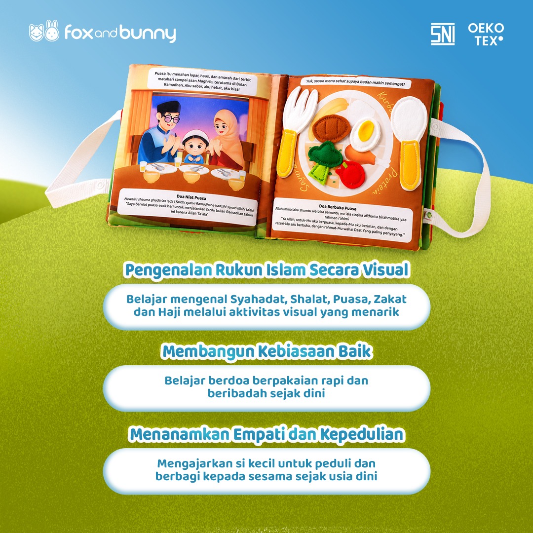 Foxandbunny - Buku Anak Mainan Aktivitas Edukasi Interaktif Islami Usia 4+ Tahun Busy Book Series Rukun Islam Bundling Sajadah