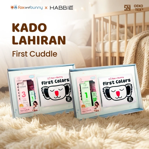 Image of Foxandbunny x Habbie - Hampers First Cuddle Kado Lahiran Bayi Usia 0+ Bulan Mainan Edukasi Baby Newborn Aromatic Telon Oil Tea & Flower Series 100 ml