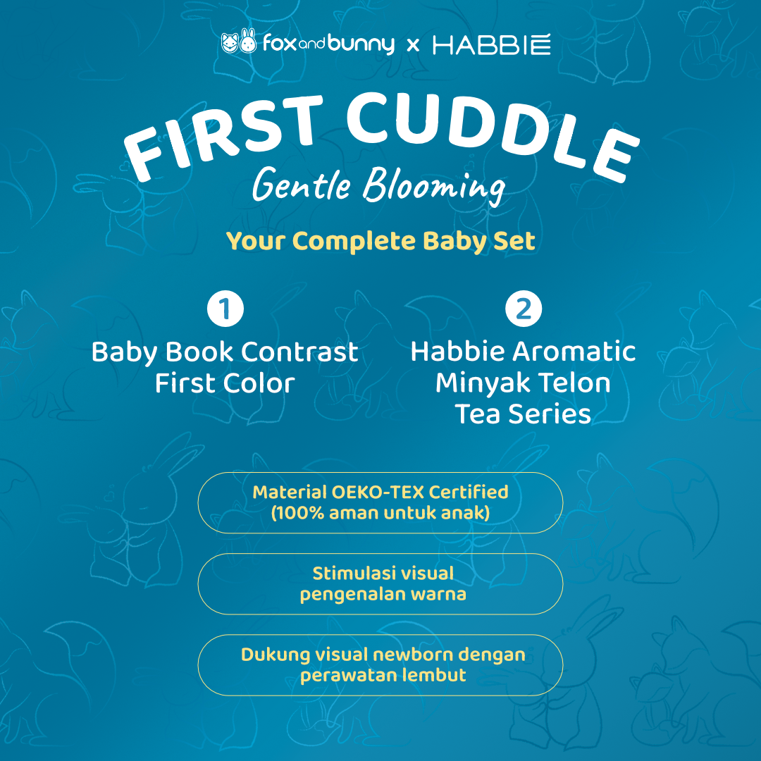 Foxandbunny x Habbie - Hampers First Cuddle Kado Lahiran Bayi Usia 0+ Bulan Mainan Edukasi Baby Newborn Aromatic Telon Oil Tea & Flower Series 100 ml