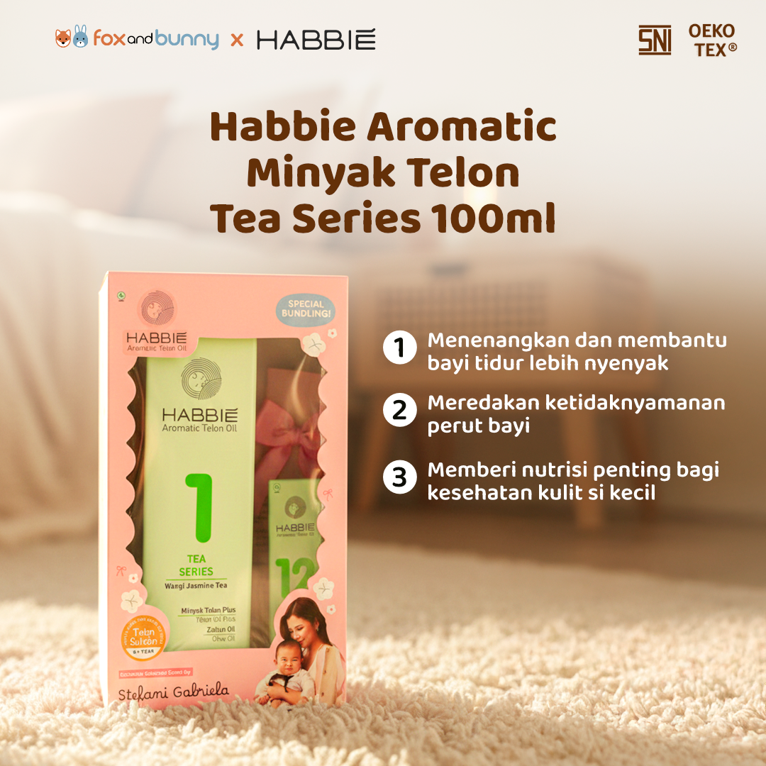 Foxandbunny x Habbie - Hampers First Cuddle Kado Lahiran Bayi Usia 0+ Bulan Mainan Edukasi Baby Newborn Aromatic Telon Oil Tea & Flower Series 100 ml