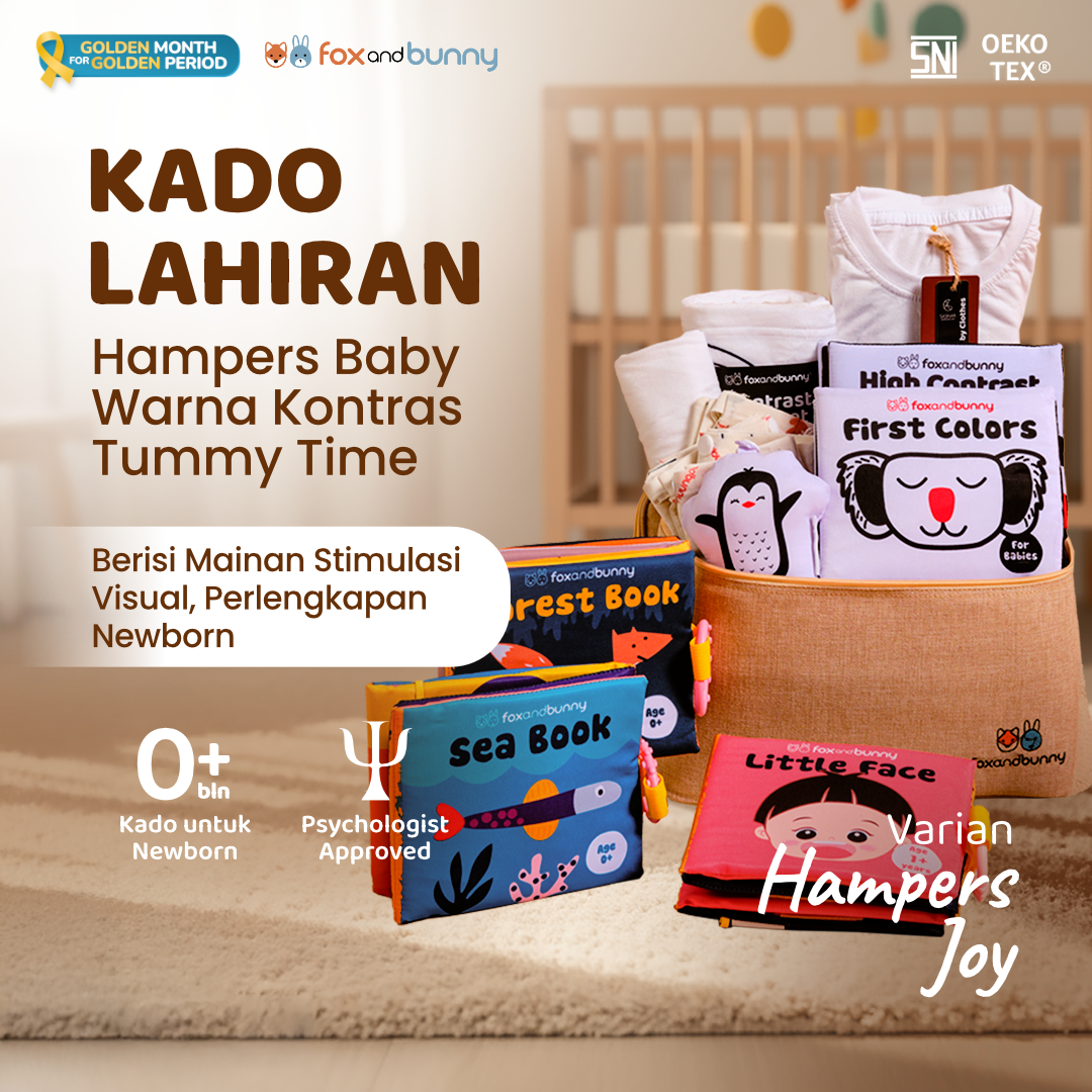 Foxandbunny - Hampers Kado Lahiran Bayi Usia 0+ Bulan Mainan Edukasi Baby Newborn Gift Set Hello World Series