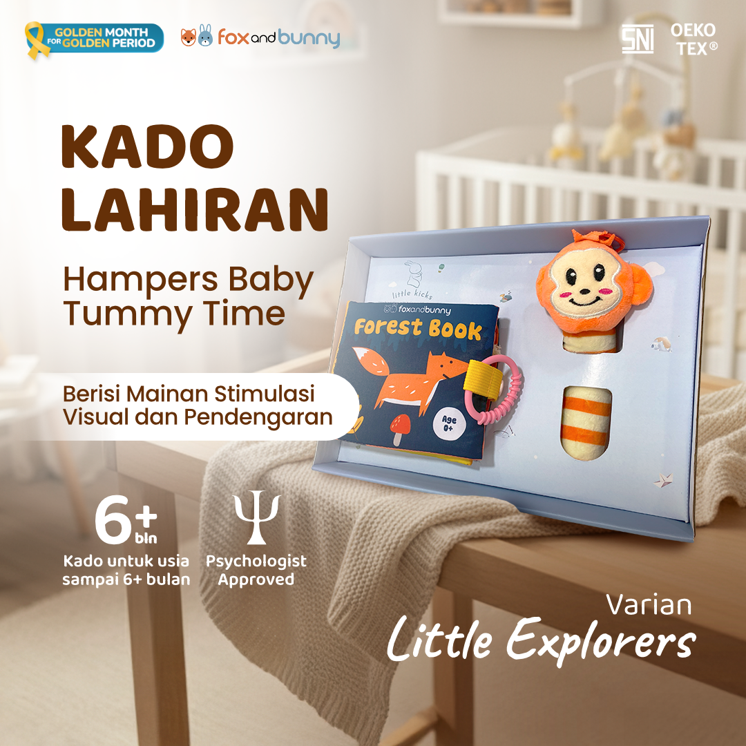 Foxandbunny - Hampers Little Wanderers Little Explorers Series Usia 0+ Bulan | Kado Lahiran Baby Book Soft Book Mainan Rattle Bayi | Hadiah Bayi Newborn