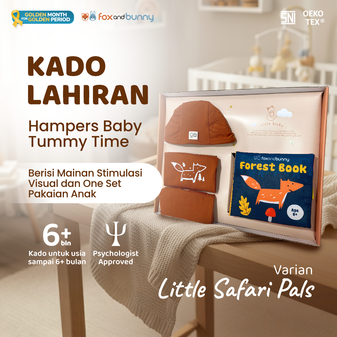 Foxandbunny - Hampers Little Wanderers Little Safari Pals Series Usia 0+ Bulan | Kado Lahiran Baby Book Soft Book Outfit Set Baju Bayi | Hadiah Bayi Newborn